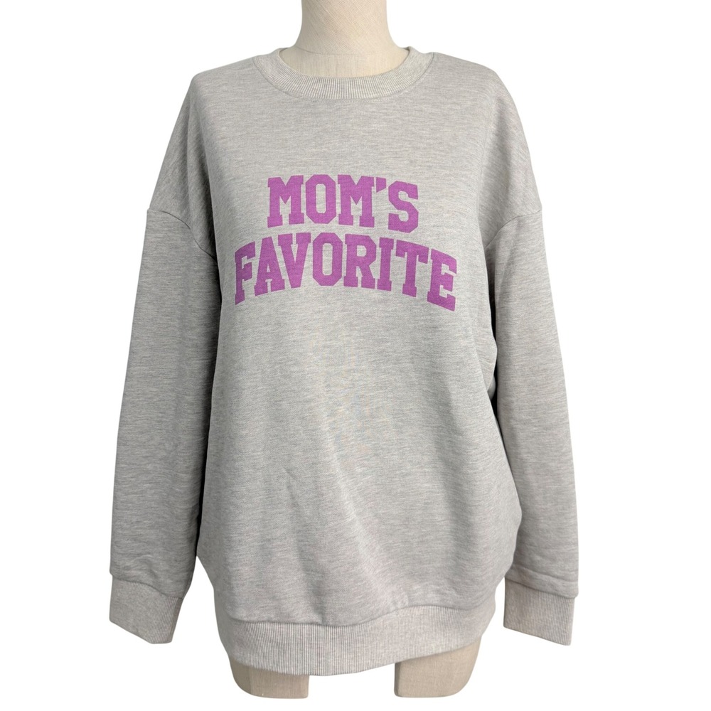 Favorite Daughter‎ Moms Favorite Sweatshirt Grey Purple Graphic Crewneck Medium